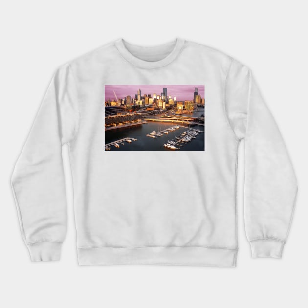 Sunset, Melbourne Docklands Crewneck Sweatshirt by rozmcq